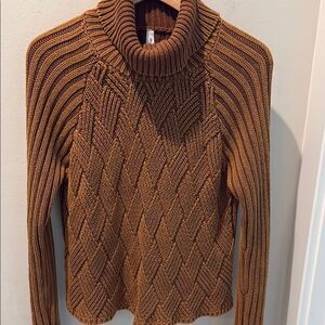 RVCA Women's Camel Criss Cross  Cotton Knit Sweater size Small